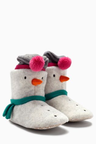 White Snowman Slipper Boots